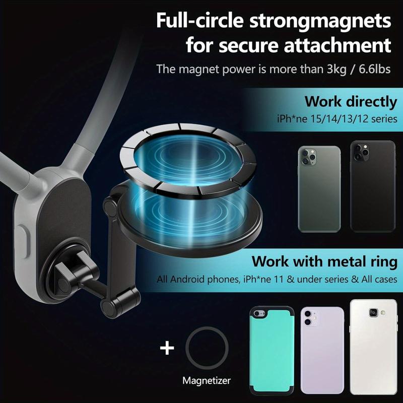 Magnetic Neck Phone Holder, 2024 New POV Vlog Phone Holder for Magsafe iPhone 16 15 14 13 12 Pro Mini Plus Pro Pro Max, Hands-Free Chest Mount Video Recording for Android Phone Accessories