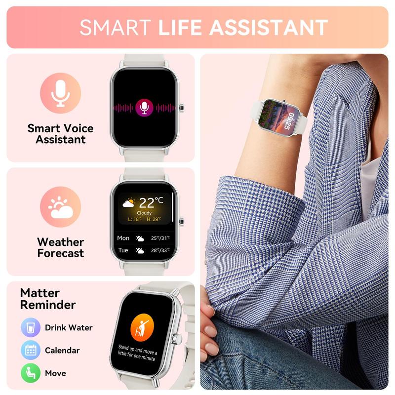 Multifunctional Smart Watch, Fashionable Digital Watch with Weather Forcast, Music Control, BT Support, Sports Watch for Women & Men