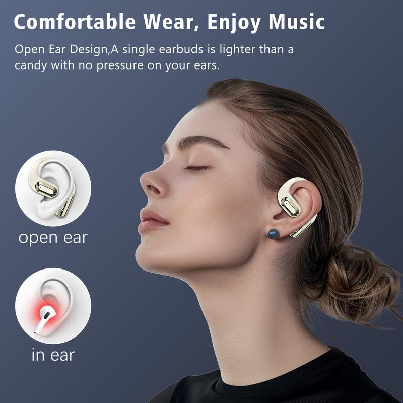 ZIHNIC CT09 True Wireless Open Ear Earbuds Bluetooth 5.4,35Hours Playtime,lPX5 Waterproof,OWS Headphones,Earphone