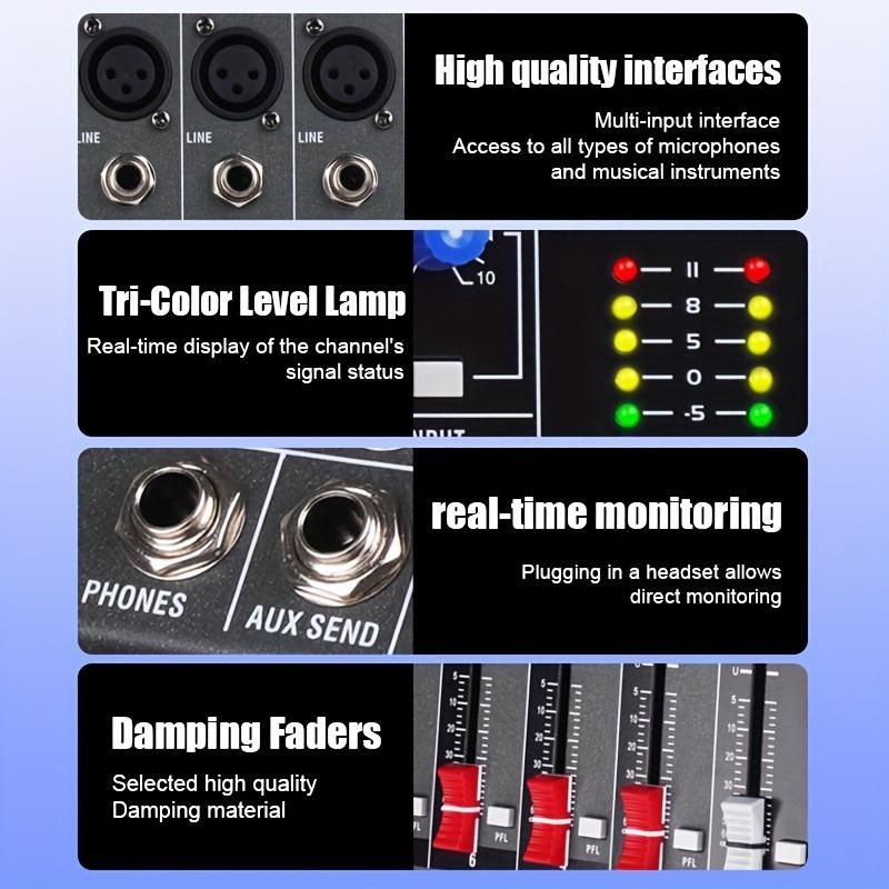 2024 Professional 6 8 12 Channel Mixer: Professional Mixer with USB, XLR, 48V Power and RCA I O for All Skill Levels, High Quality 12 Channel Digital Pro Sound USB Mixer with Echo Aux Mp3 USB for DJ Studio Bar