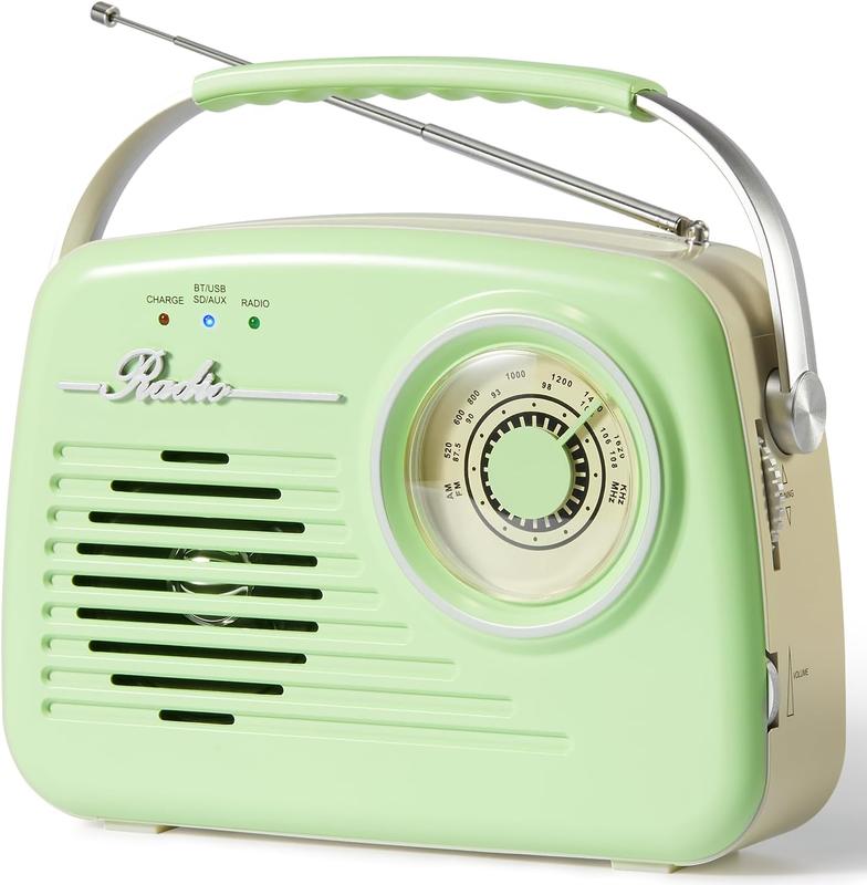 Small Radios Portable AM FM, Vintage Transistor Radio with ,  Operated or Plug in Wall Retro Radio for Home Outdoor,  Reception, Large Dial Easy to Use, Christmas Seniors Gifts