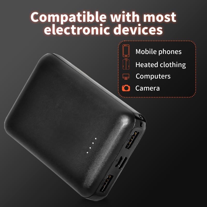 5V 3A Battery Pack for Heated Vest Heated Jacket, Rechargeable Compact 10000mAh Power Bank for Heated Clothing