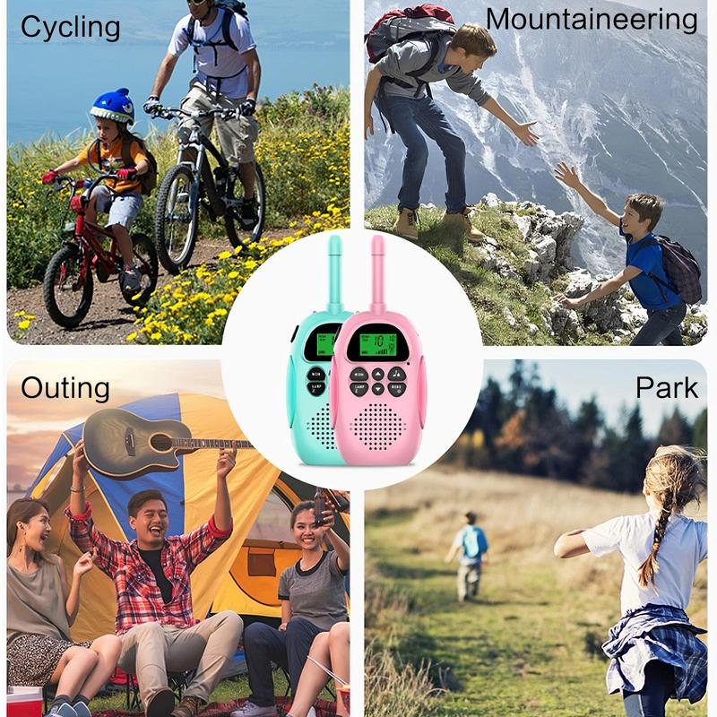 Rechargeable Walkie Talkie, Portable Handheld FM Radio Walkie Talkie with Lanyard, Outdoor Camping Game Equipment, Birthday & Festival Gift