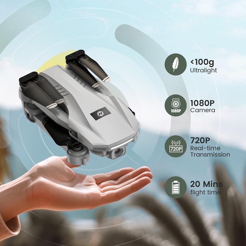 Holy Stone HS130 Drone No Application Required 1080P Camera 2 Chargeable Batteries 22 Minutes Flight Time Folding Indoor High-Speed Rotary Mode