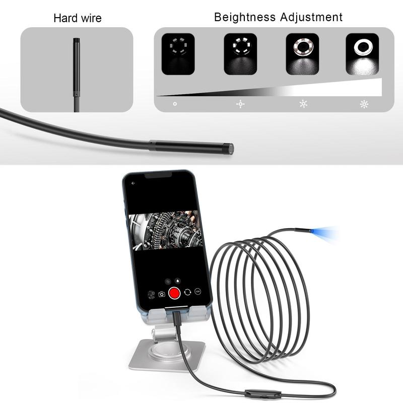 Type-C Industrial Endoscope, Multifunctional Micro Camera with Adjustable 6 LEDs Brightness, Multipurpose 1.3 million 2 million pixels Micro Camera, Flexible Micro Camera for iPhone