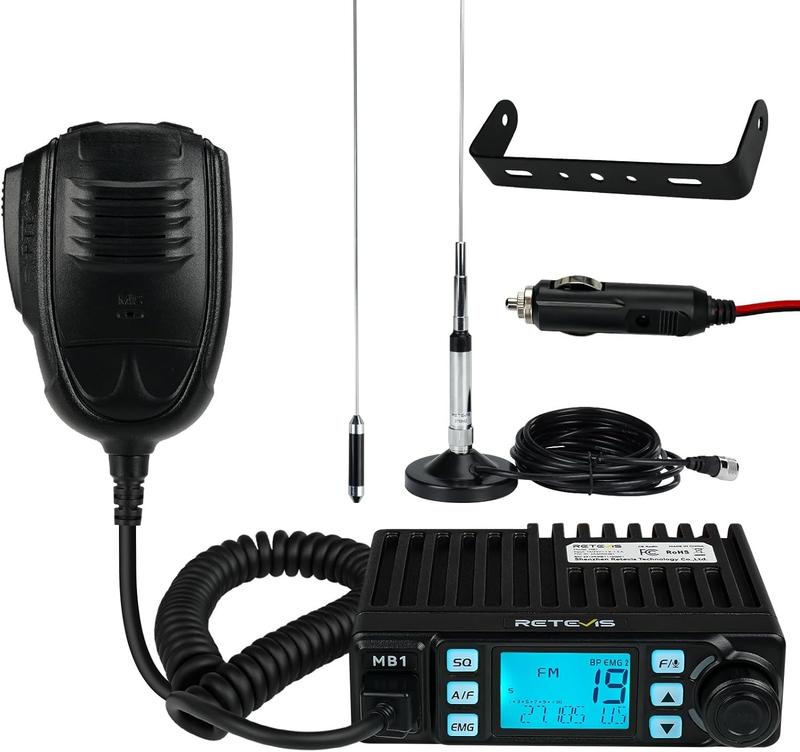 MB1 AM FM CB Radio, 40 CH CB Mobile Radio with 45 Inch CB Antenna, Instant  9 19, 7-Color Screen, Auto-Scan, Trucker Essentials