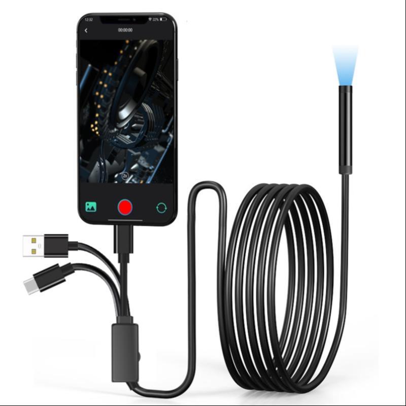 Type-C Industrial Endoscope, Multifunctional Micro Camera with Adjustable 6 LEDs Brightness, Multipurpose 1.3 million 2 million pixels Micro Camera, Flexible Micro Camera for iPhone