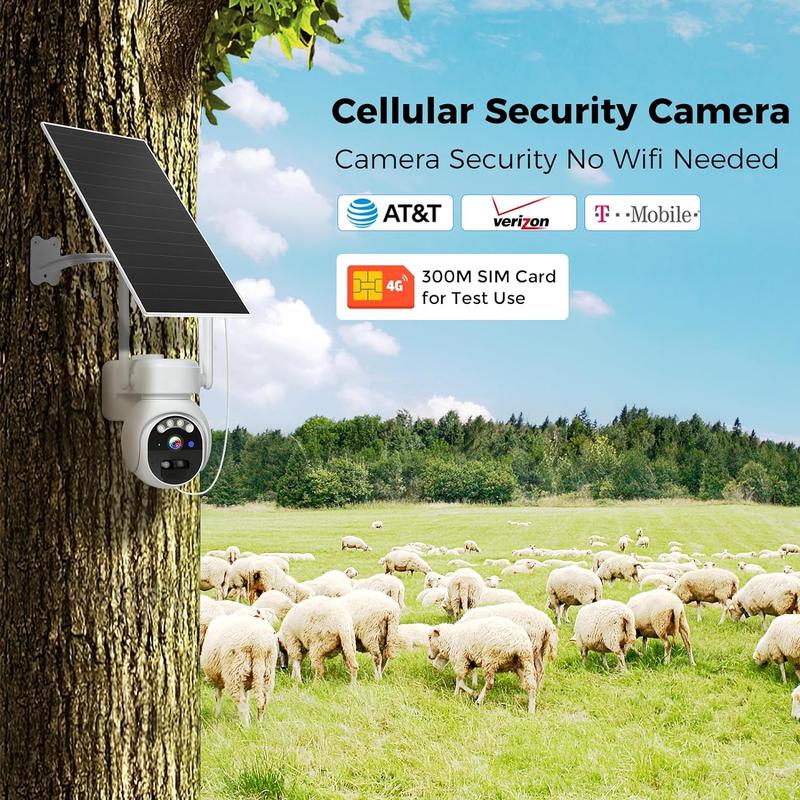 NO WiFi 24 7 Recording Solar Security Camera 2K HD Hiseeu 4G LTE Cellular Color Night Vision Outdoor,Wireless Solar Powered, 2-Way Talk,IP66 Waterproof,PIR Human Detection, SIM Card Included solar security spotlight siren surveillance camera cctv