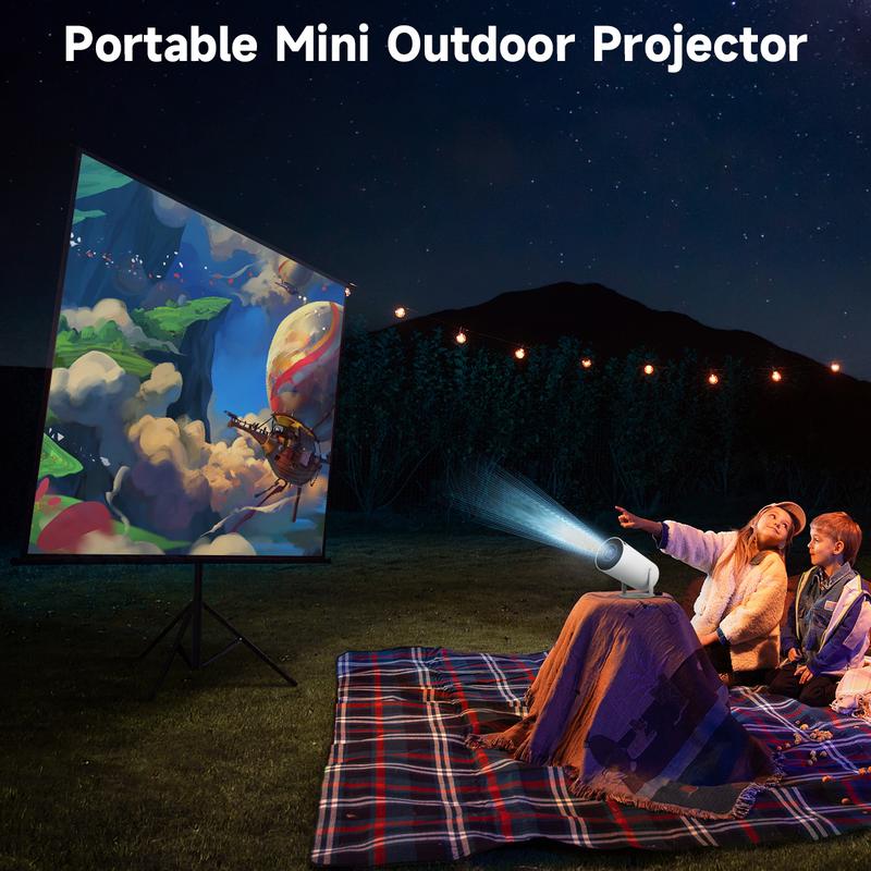 Portable Outdoor Projector,mini projector,4K 1080P Full HD Support, Smart Projector  WiFi6 BT5.0 Auto Horizontal Correction, 230°Rotatable Projector for Home use Phone TV Stick Laptop