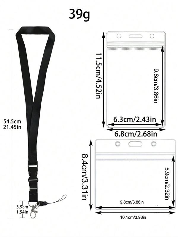 Black Neck Phone Lanyard with Id Badge Holder, Teacher Neck Lanyard for Keys Keychain, with Keyring & 2 Counts Waterproof Transparent Id Card Holder, Cell Phone Lanyard with Quick Release Clasp