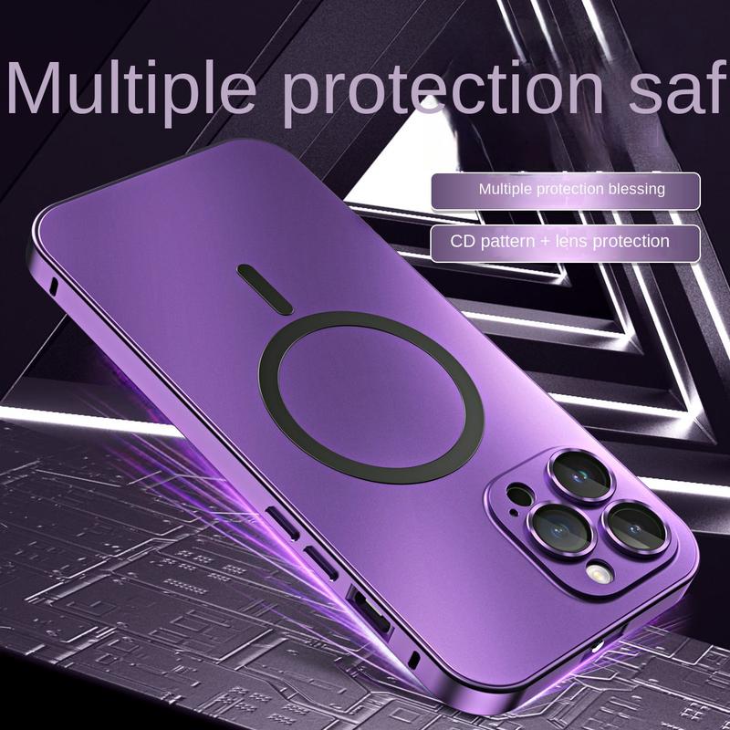 New single-sided elastic buckle original magnetic suction mobile phone case 13-case aluminum alloy frame fine hole protection 16  pro