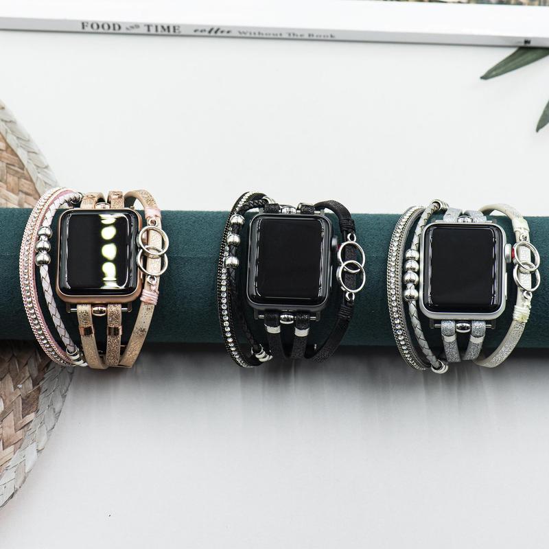 Boho Beaded Decor Smartwatches Band for Summer Gift (Band Only), Fashionable Watch Bands for Women, Smart Watch Accessories Compatible with Apple Watch Band Series 9 8 7 SE 6 5 4 3 2 1, Wearable Accessories