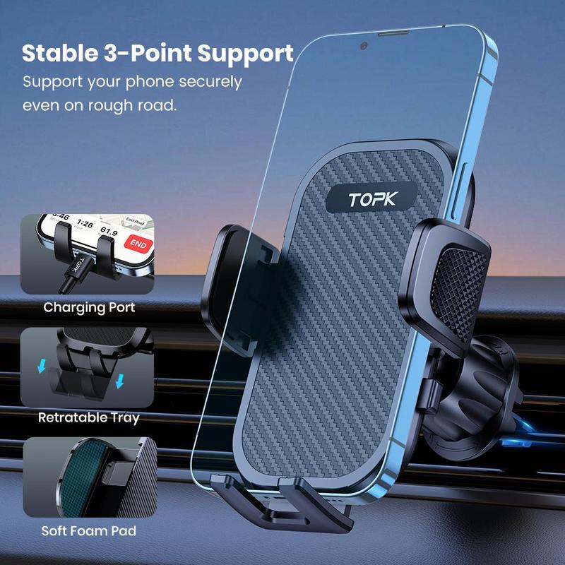 TOPK Car Air Vent Phone Holder, Adjustable Car Phone Holder with Gravity Sensor, Universal Car Interior Accessories for Most Phones