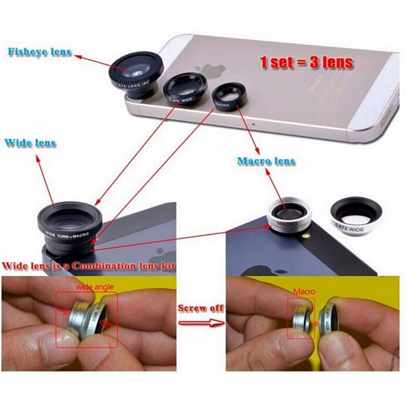 External Wide Angle Fish Eye Micro-lens Set for Cellphone,Phone Accessories.Portable Smartphone Camera Lens Set for Travel,Multifunctional Mobile Phone External Macro Lens Set Clip Fisheye [+2.50$ Get 2 Counts]