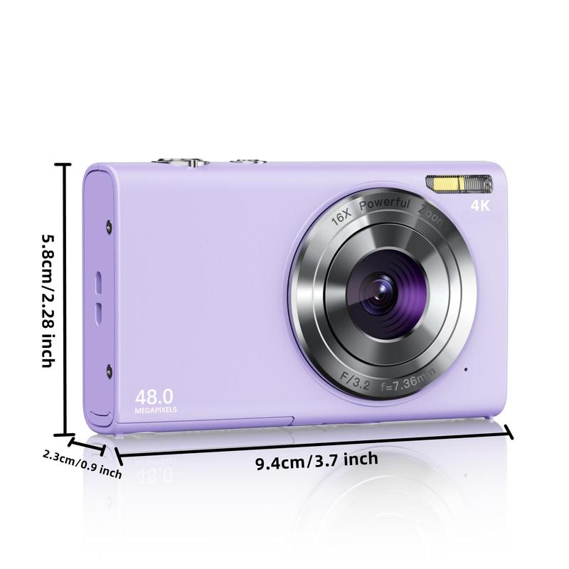 48MP 4K Digital Camera for Summer, Portable 16X Zoom Digital Camera with 32G TF Card & Charging Cable & Operating Manual, High Definition Portable Camera for Outdoor Sports, 4K Vlogging Camera, Digital Camera, Back to School Gifts, Stocking Fillers