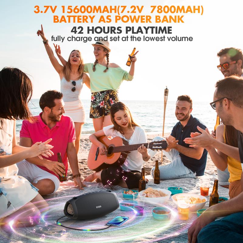 W-KING 70W Portable Loud Bluetooth Speakers with Subwoofer, Waterproof Outdoor Speaker Wireless Boombox for Party, Triple Passive Radiators-Deep Bass Hi-Fi Audio DSP 42H Power Bank TF AUX EQ Opener