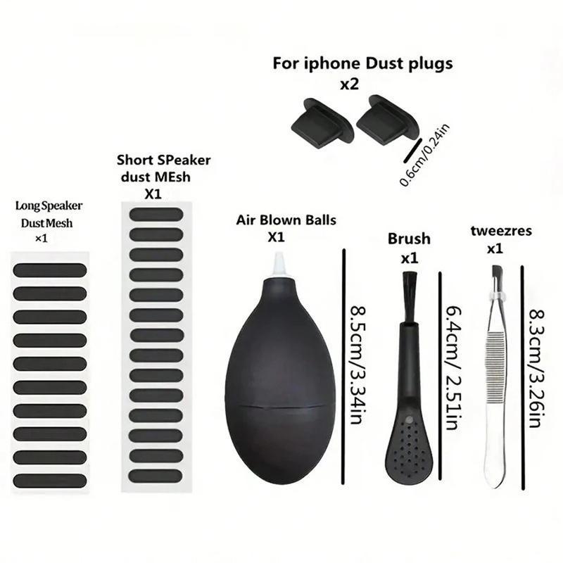 Phone Speaker Dust Proof Cleaning Kit, Phone Speaker Dust Proof Net Sticker & Dustproof Plug & Cleaning Brush, Phone Accessories for iPhone & Android