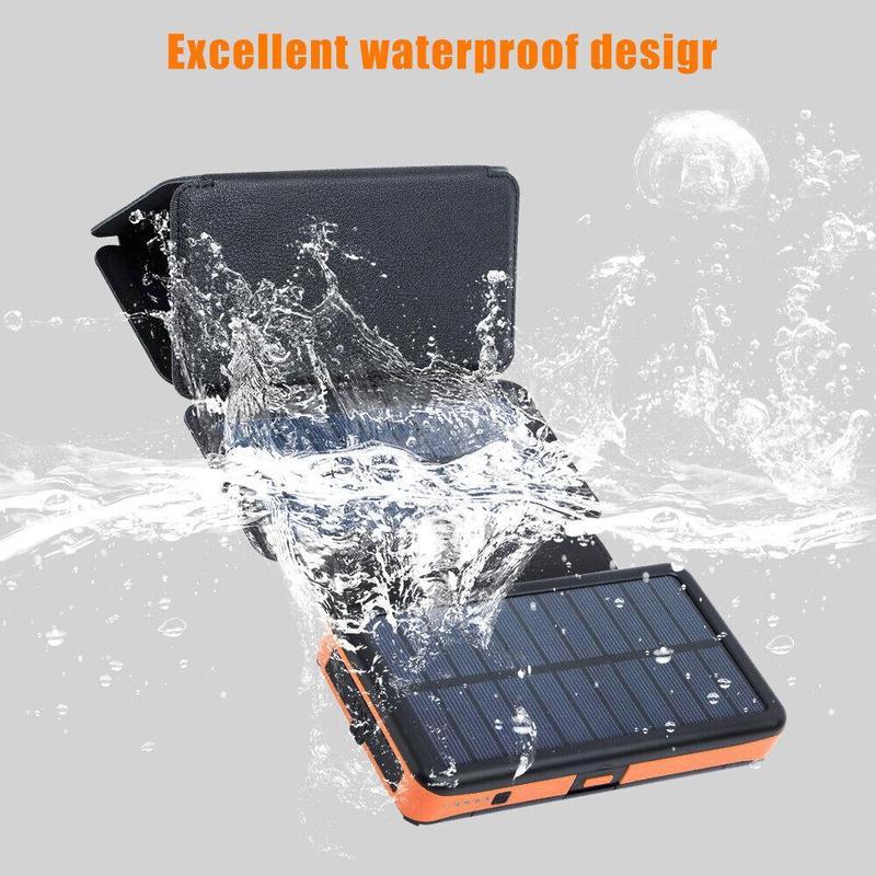 Solar Charger 26000mAh, Outdoor USB C Portable Power Bank with 6 Solar Panels, Fast Charge External Battery Pack with 2 USB Outputs Compatible with Smartphones, Tablets, etc.