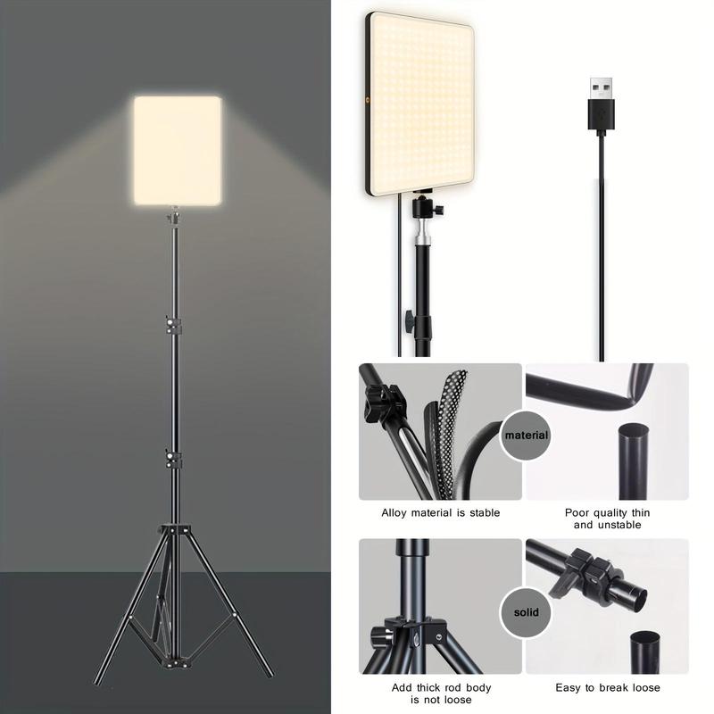 10 Inch Studio LED Video Ring Light, Panel Photography Light with Tripod, Live Streaming LED Ring Light Video Light for Vlog Photography Makeup Meeting