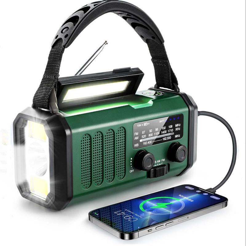 10000 Mah Crank Emergency Solar Radio, Noaa Am Fm Weather Radio, Dynamo Radio, Torch & Led Reading Light, Sos Alarm, Compass For Camping