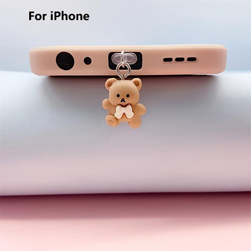 Cute Bear Design Smartphone Charging Port Dust Plug, Cell Phone Dust Plug, Universal Phone Accessories for iPhone & Samsung Galaxy Phones