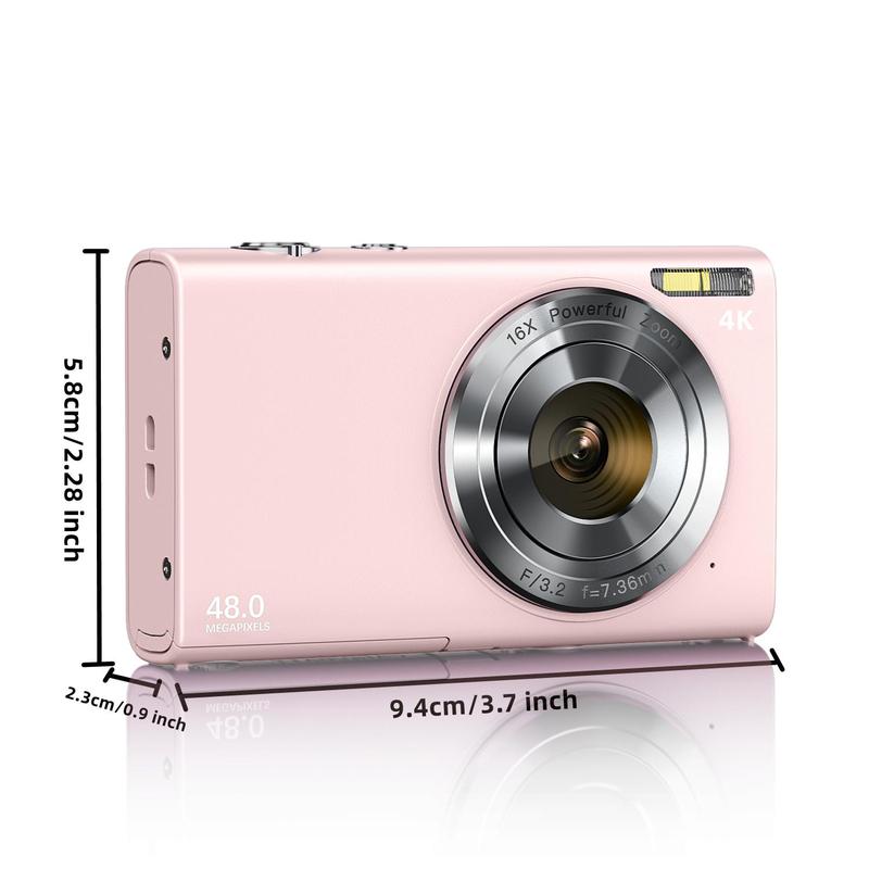 48MP 4K Digital Camera for Summer, Portable 16X Zoom Digital Camera with 32G TF Card & Charging Cable & Operating Manual, High Definition Portable Camera for Outdoor Sports, 4K Vlogging Camera, Digital Camera, Back to School Gifts, Stocking Fillers