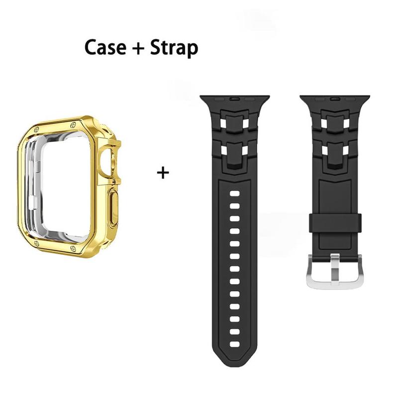 Silicone Sport Watch Band & Case Kit (Band & Case Only), 1 Set Watch Band with Protective Case, Wearable Accessories for Apple Watch 9 8 7 6 5 4 3 2 1 SE