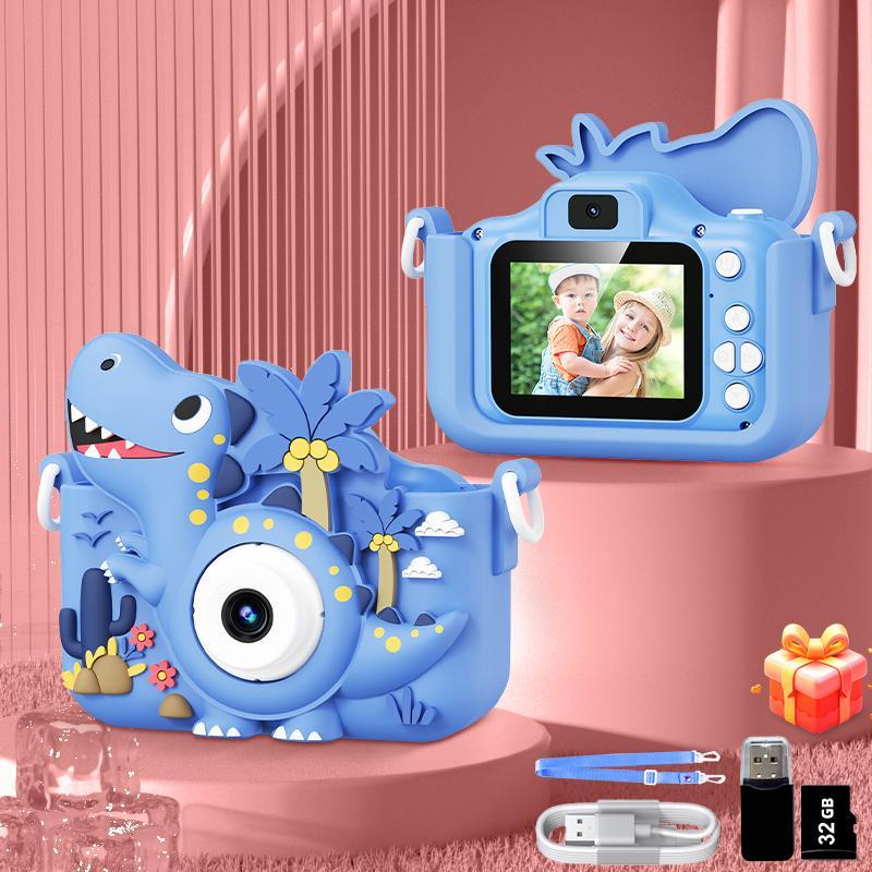 Cartoon Dinosaur Design Digital Camera, Rechargeable 48MP HD Dual Lens Camera Toy, Birthday Gift for Boys & Girls