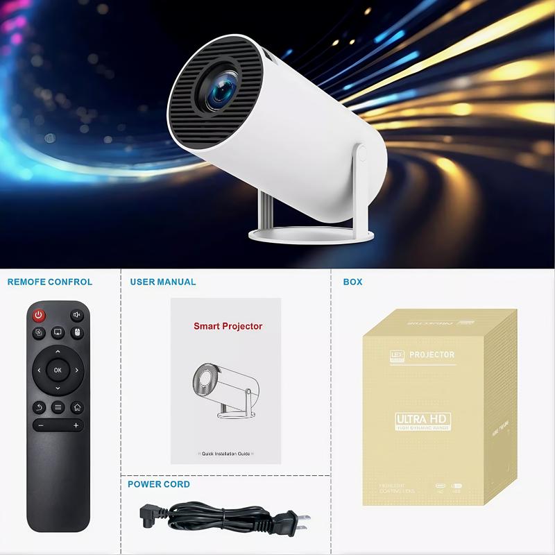 Mini Projector Portable, Christmas presents,4K 1080P Full HD Supported, WiFi6+Bluetooth 5.0,180°Rotatable Outdoor Projector,Built-in Android Homeuse Outdoor for Bedroom Christmas and New Year Gifts