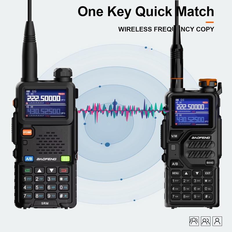 BAOFENG Radio 5RM 10W Ham Radio Long Range Handheld (Upgrade of UV-5R) Two Way Radio NOAA Weather Receiver Rechargeable Walkie Talkies with Programming Cable&Acoustic Tube Earpieces ，2Pack Audio Charging Audio Charging Audio Charging