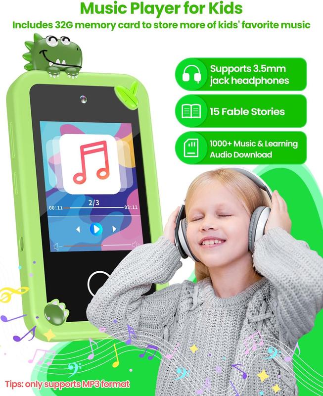 Kids Smartphone Toy, Unicorn Gift, Touch Screen MP3 Player Learning Toy with 32G SD Card with Camera, Birthday Gift