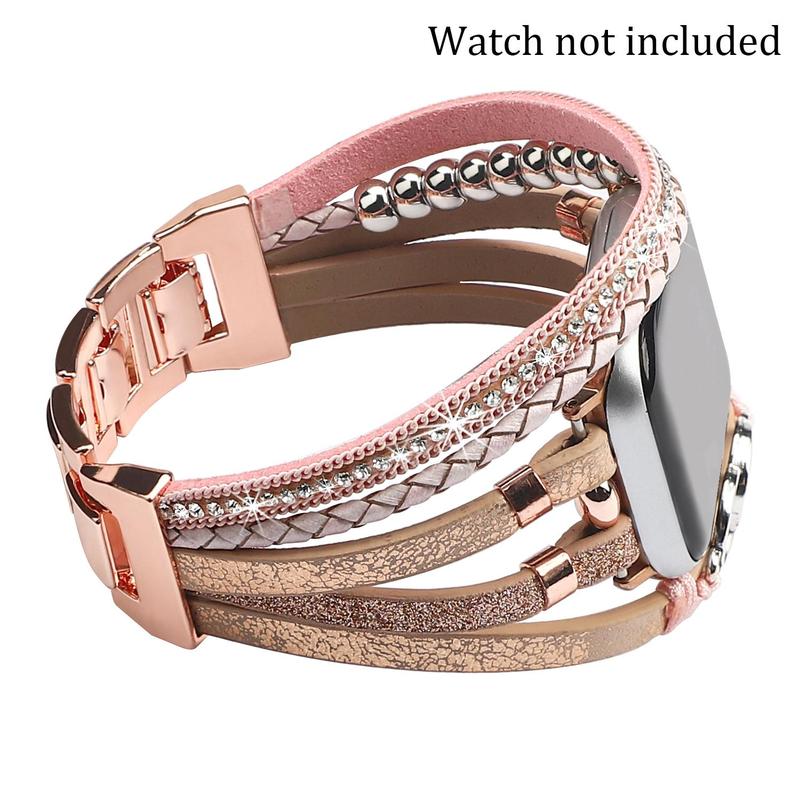 Boho Beaded Decor Smartwatches Band for Summer Gift (Band Only), Fashionable Watch Bands for Women, Smart Watch Accessories Compatible with Apple Watch Band Series 9 8 7 SE 6 5 4 3 2 1, Wearable Accessories