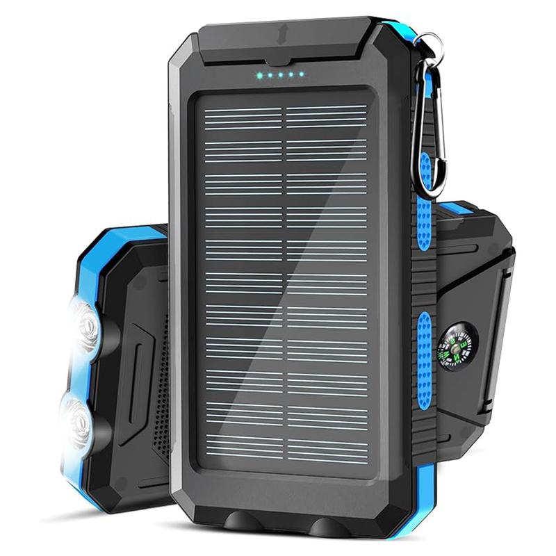 38800mAh Portable Solar Charger: Waterproof, dual USB outputs, and LED flashlights. Perfect for camping and outdoor use! Harness solar power!