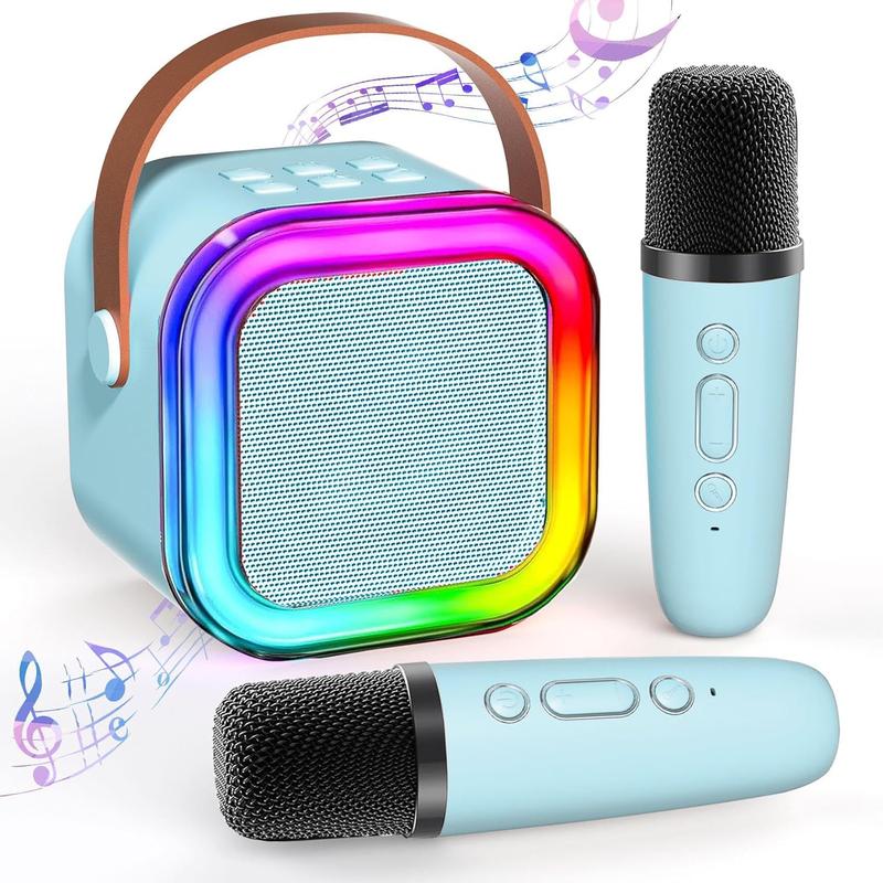 Wireless Karaoke Speaker System with RGB LED Lights & Subwoofers, Portable Bluetooth Audio Device with Dual Mics, Perfect for Travel & Parties