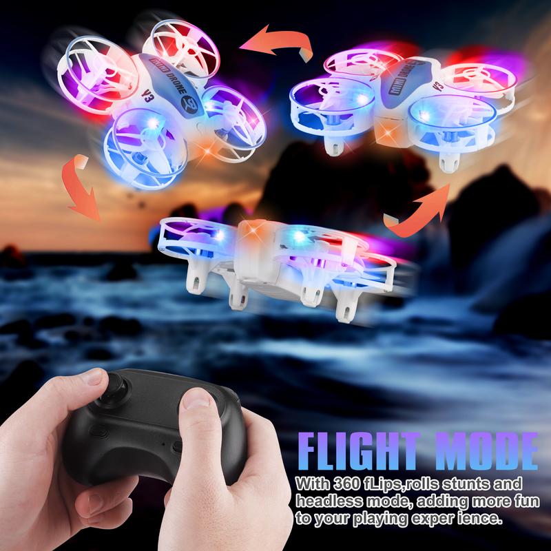 Mini Drones for Kids with Multicolor LED Lights Long Flight Time Three Speeds 360 Flip