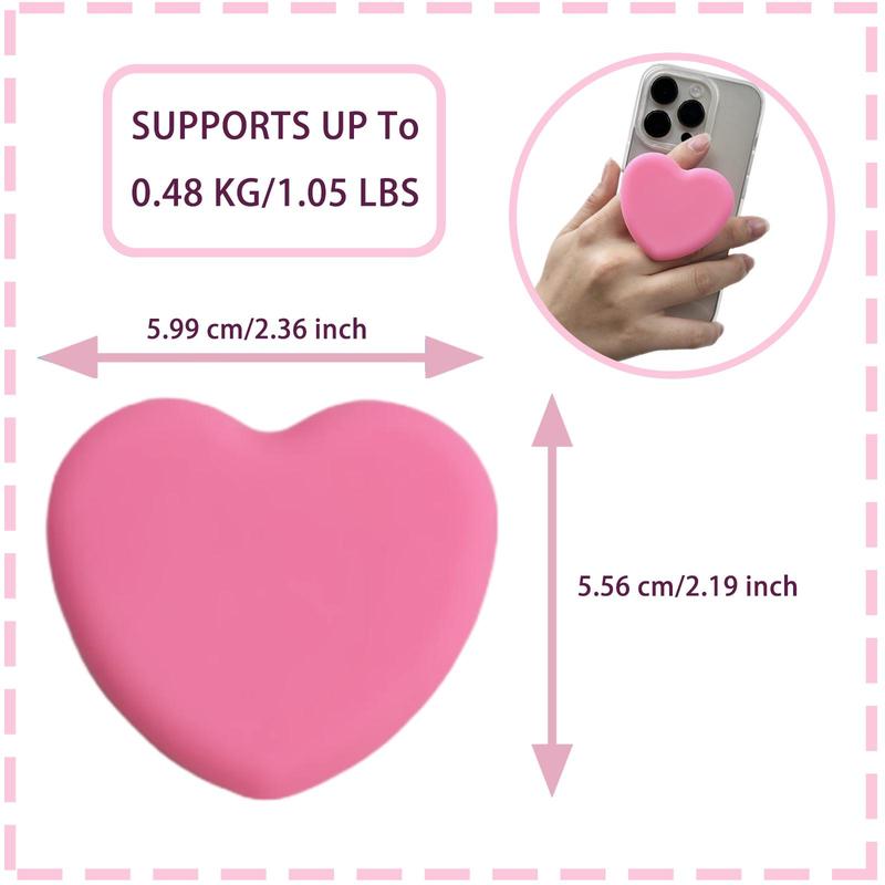 Cute Heart-Shaped Phone Grip Stand Holder, Multipurpose Foldable Desktop Stand and Adhesive Grip, Hands-Free Viewing and Stable Support for Smartphones Tablet