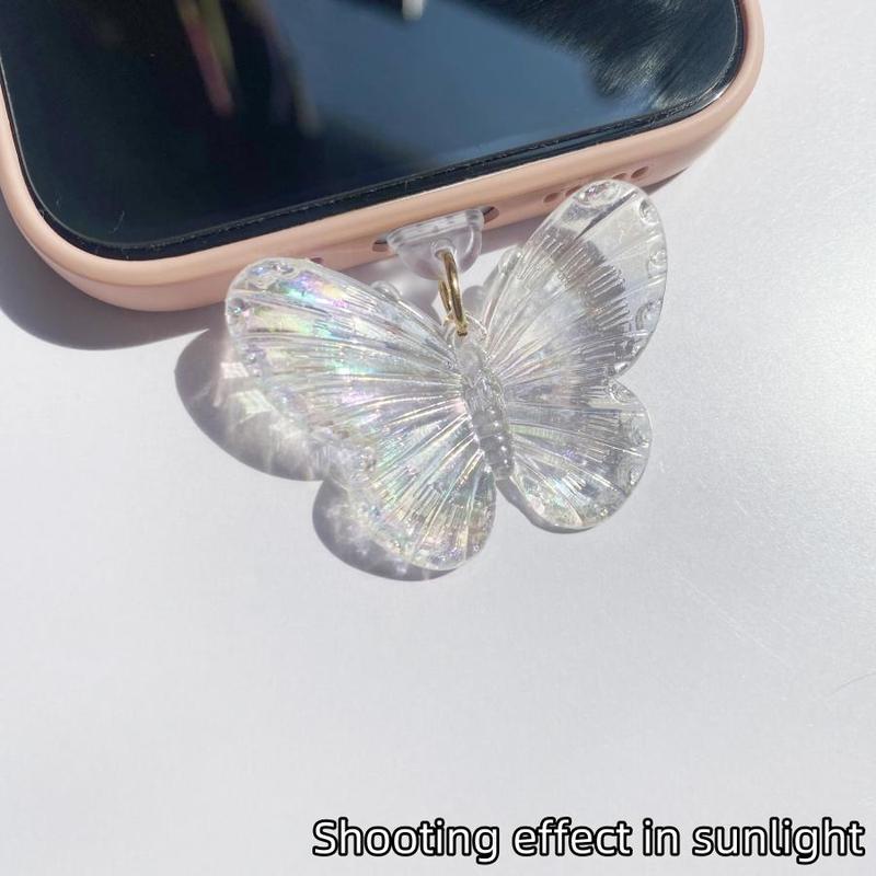 Cute Butterfly Design Phone Dust Plug, Clear Phone Charging Port Dust Plug, Phone Accessories for iPhone & Type-C Interface