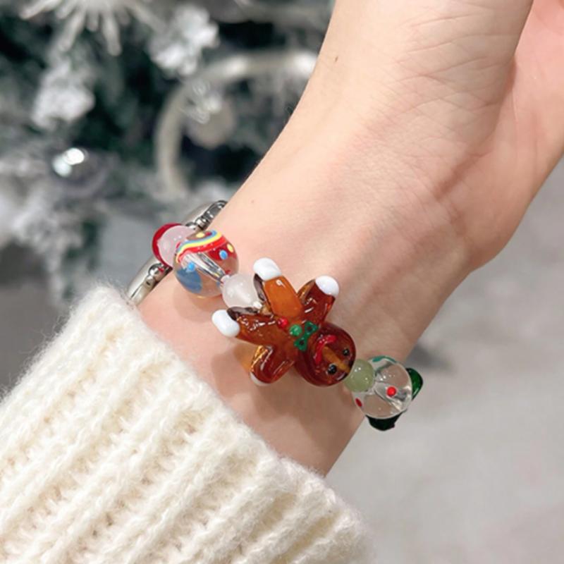 1pc Gingerbread Man Christmas Tree Elastic Cord Watchband Strap Compatible With Apple Watch Series 9 8 7 6 5 4 SE2 S9 Ultra 2