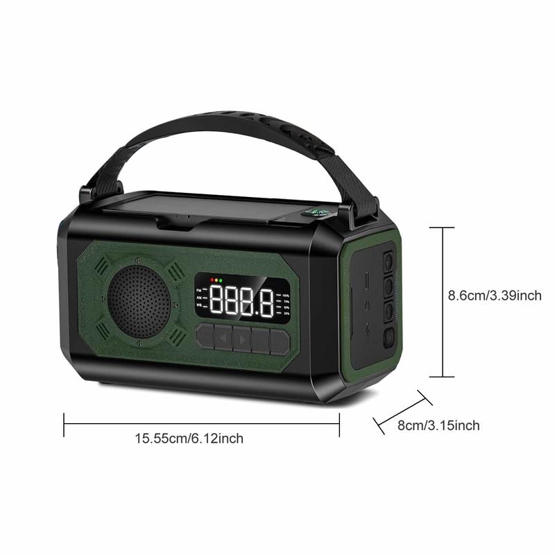 12000mAh Portable Emergency Weather Radio Hand Crank Radio AM FM NOAA Radio Solar Radio with 2 Solar Panels 3 Charging Methods SOS Alarm 3 Mode Flashlight Phone Charger Reading Lamp Audio