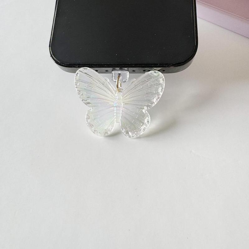 Cute Butterfly Design Phone Dust Plug, Clear Phone Charging Port Dust Plug, Phone Accessories for iPhone & Type-C Interface