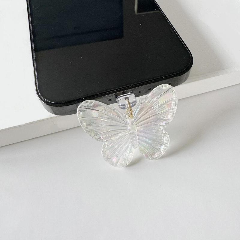 Cute Butterfly Design Phone Dust Plug, Clear Phone Charging Port Dust Plug, Phone Accessories for iPhone & Type-C Interface