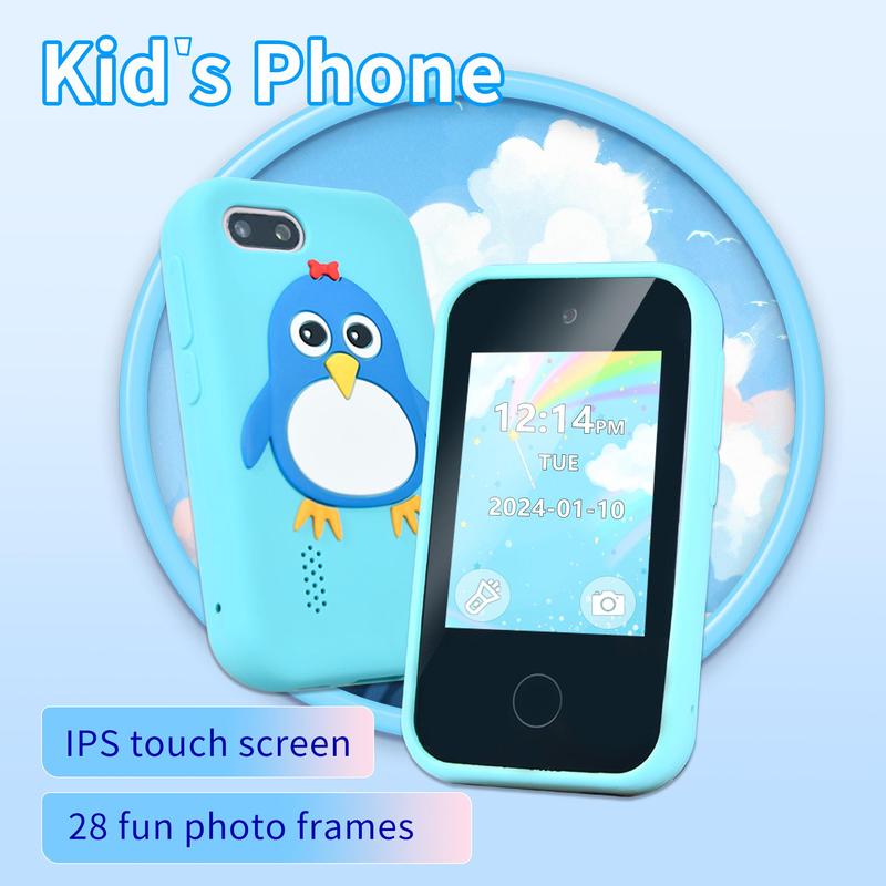 Cute Penguin Design MP3 Player, Multifunctional Touch Screen Phone Camera Toy, Mini Music Player Cartoon Phone With Dual Camera, Gift for Boys & Girls