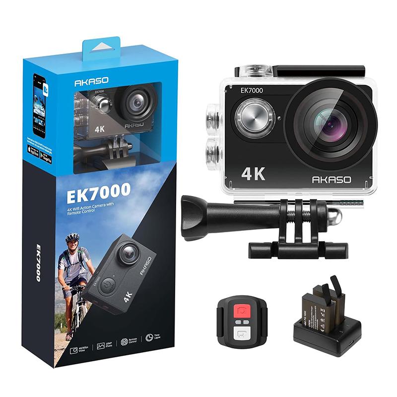 AKASO Action Camera EK7000 4K 20MP Summer Water Sports Underwater Waterproof Camera Fishing Camera Wide Angle Family Trip Accessories Selfie Vlogging Camera Recording Daily life Outdoor Sports Motorcycle, Thanksgiving gifts,Christmas gifts