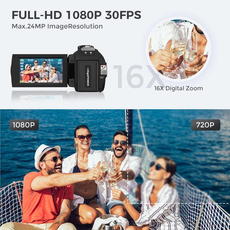 4K HDV-201LM Digital Video Camera, Multifunctional Home Travel Vlog Photography Camera with 64GB High Speed Memory Card, 36MP Recording & Shooting DV Camera, Home Travel Vlog Photography Camera