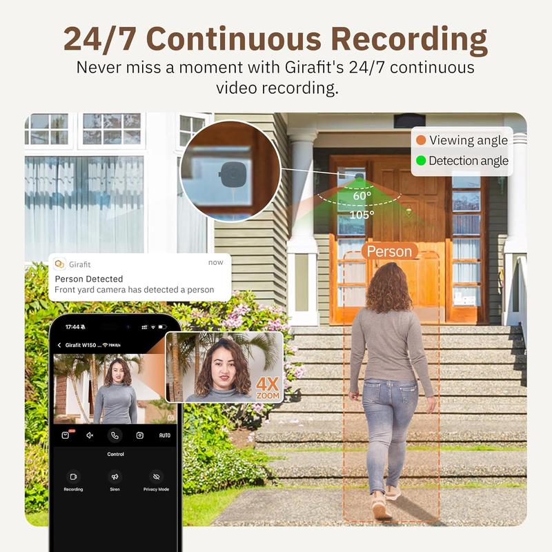 3MP 2K Window Camera,2.4GHz & 5GHz WiFi Indoor Cameras for Home Security with ChromaMax Al Color Night Vision,Person & Motion Detection,24 7 Recording,Easy & Quick Install