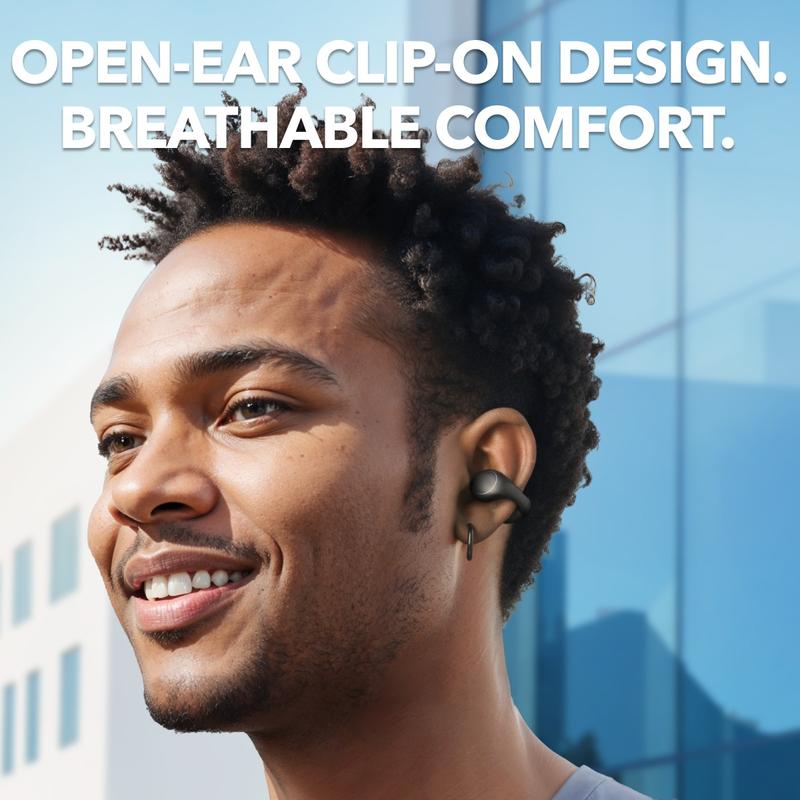 soundcore C40i by Anker, Open-Ear Earbuds, Clip-On Headphones, Flexible Joint Design,  Button Controls, Lightweight Comfort, Stable Fit with Attachable Ear Grips, Expansive Drivers for Clear Sound