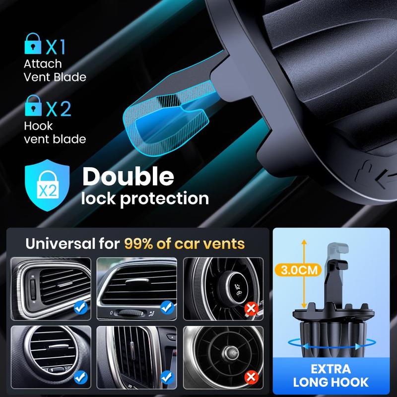 TOPK Car Air Vent Phone Holder, Adjustable Car Phone Holder with Gravity Sensor, Universal Car Interior Accessories for Most Phones