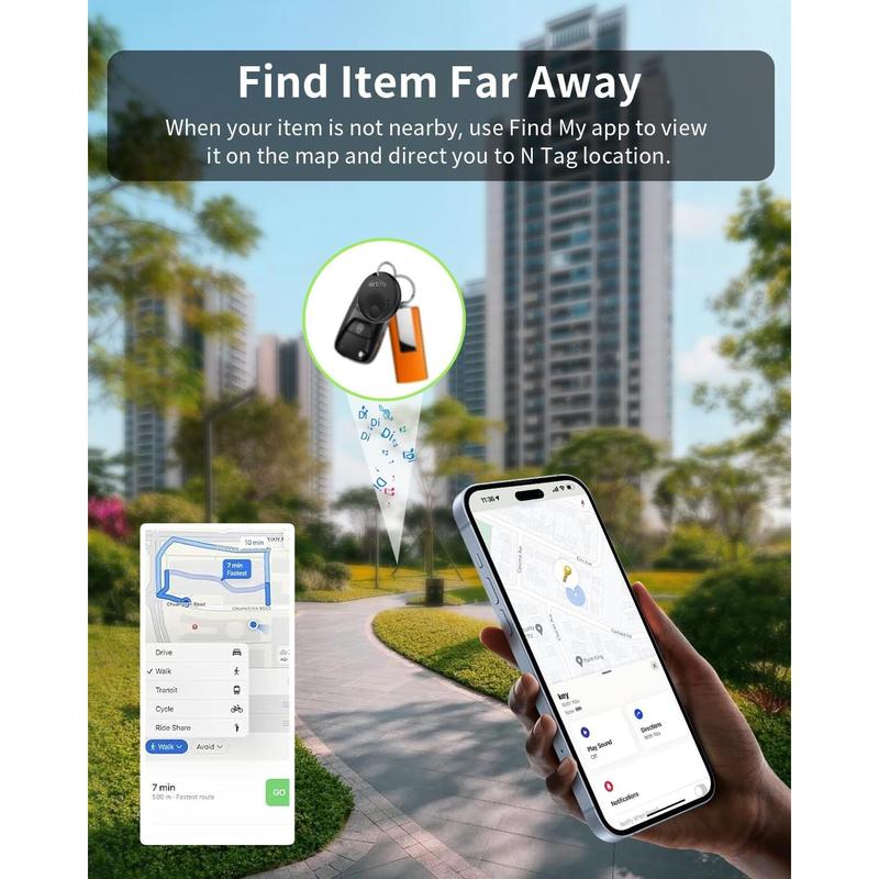 Item Finders,Bluetooth Lugge Tracker, GPS Finders Tracking, Works with Apple Find My (iOS Only), Replaceable Battery, Lost Mode, Smart Key Finder Item Locator,Black (1 Pack)