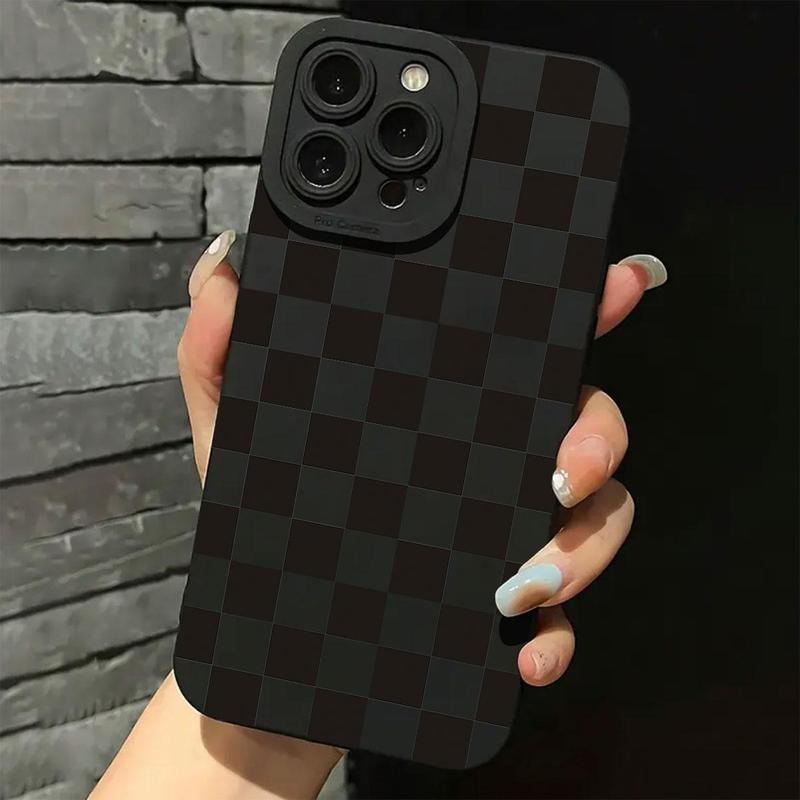 Checkerboard Pattern Phone Case, Anti-drop Cellphone Protective Case, Total Protective Shockproof Mobile Phone Cover for iPhone 16 15 14 13 12 11 Plus Pro Pro Max