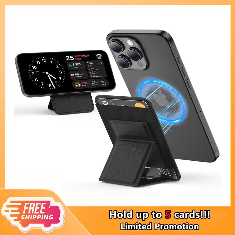 Magnetic Card Holder Stand Mount, No adhesive, Suitable for 5 cards, Compatieble for iPhone 16 Pro Max 15 14 13 12 11, Android Smartphone Cellphone